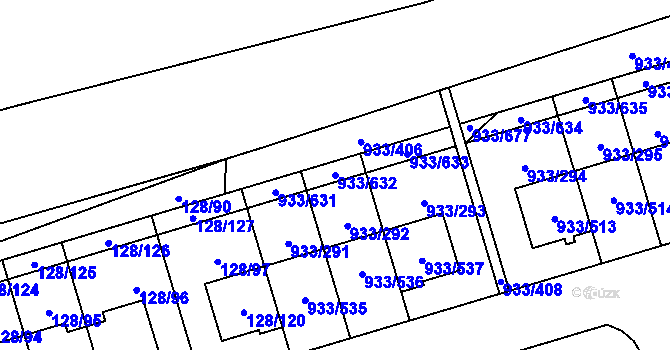 Parcela st. 933/632 v KÚ Satalice, Katastrální mapa