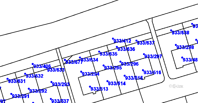Parcela st. 933/635 v KÚ Satalice, Katastrální mapa