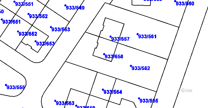 Parcela st. 933/658 v KÚ Satalice, Katastrální mapa