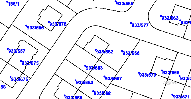 Parcela st. 933/662 v KÚ Satalice, Katastrální mapa
