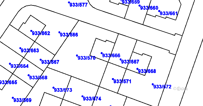 Parcela st. 933/666 v KÚ Satalice, Katastrální mapa