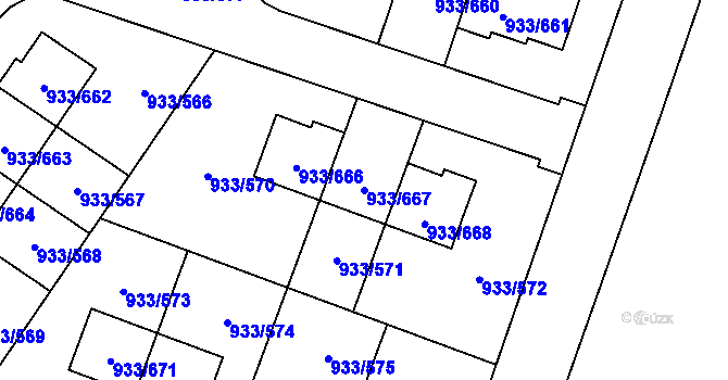 Parcela st. 933/667 v KÚ Satalice, Katastrální mapa