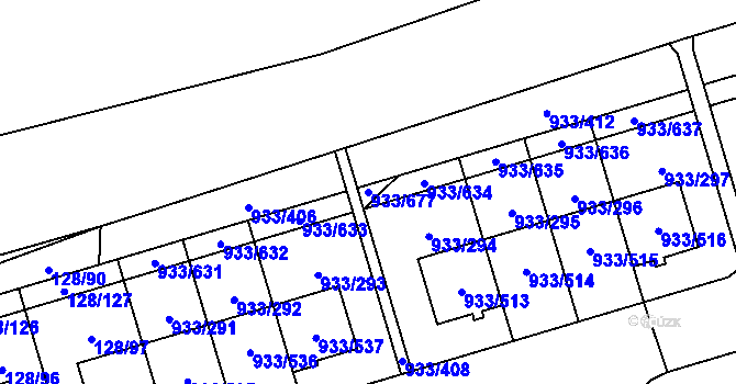Parcela st. 933/677 v KÚ Satalice, Katastrální mapa
