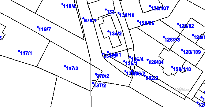 Parcela st. 134/3 v KÚ Satalice, Katastrální mapa