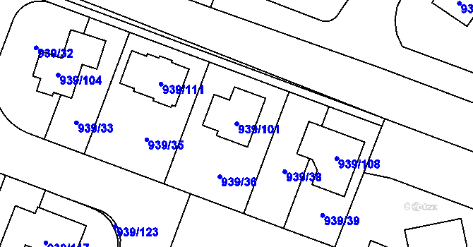 Parcela st. 939/101 v KÚ Satalice, Katastrální mapa