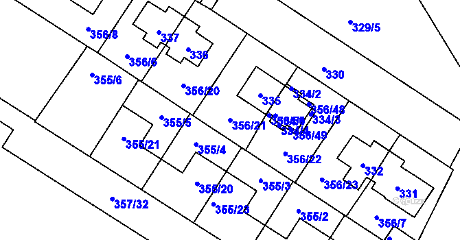 Parcela st. 356/21 v KÚ Satalice, Katastrální mapa
