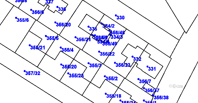 Parcela st. 356/22 v KÚ Satalice, Katastrální mapa
