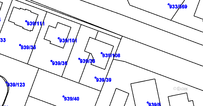 Parcela st. 939/108 v KÚ Satalice, Katastrální mapa