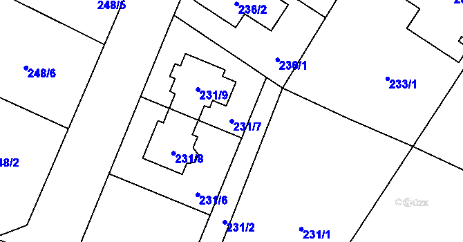 Parcela st. 231/7 v KÚ Satalice, Katastrální mapa