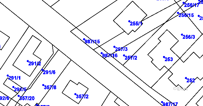 Parcela st. 987/16 v KÚ Satalice, Katastrální mapa