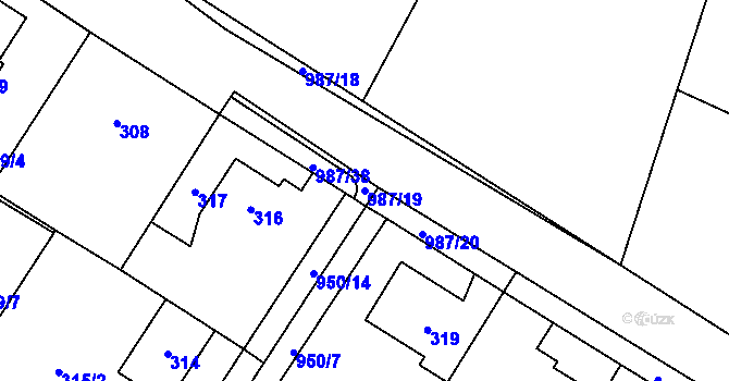 Parcela st. 987/19 v KÚ Satalice, Katastrální mapa