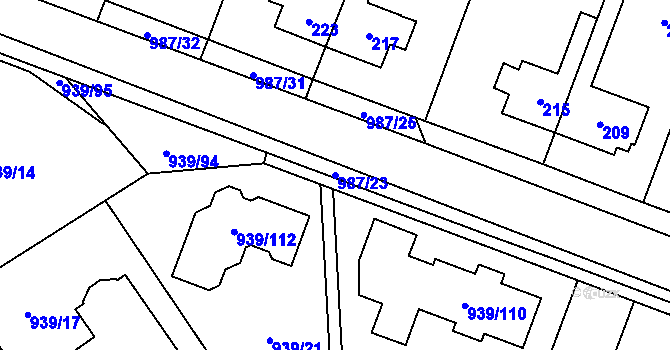 Parcela st. 987/23 v KÚ Satalice, Katastrální mapa