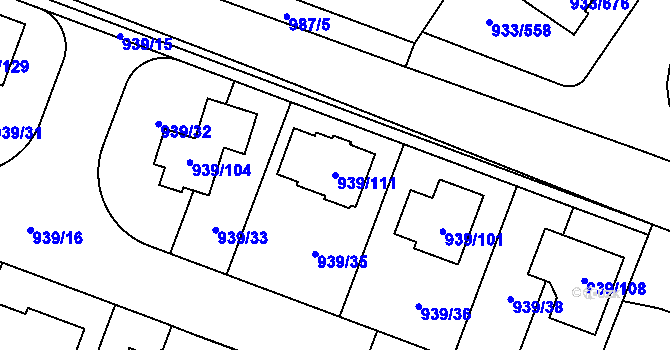 Parcela st. 939/111 v KÚ Satalice, Katastrální mapa