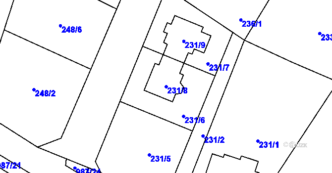 Parcela st. 231/8 v KÚ Satalice, Katastrální mapa