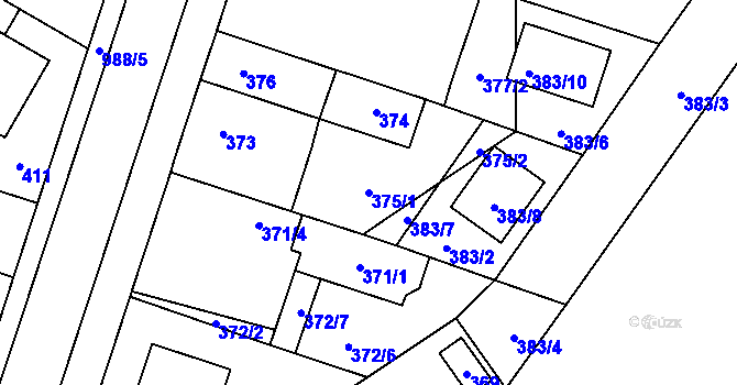 Parcela st. 375/1 v KÚ Satalice, Katastrální mapa