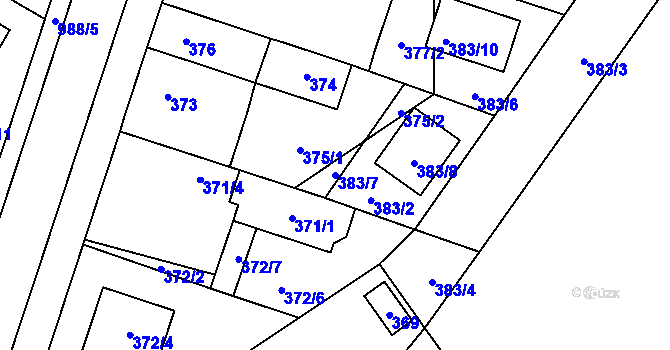 Parcela st. 383/7 v KÚ Satalice, Katastrální mapa