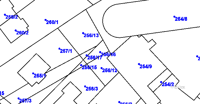 Parcela st. 256/16 v KÚ Satalice, Katastrální mapa