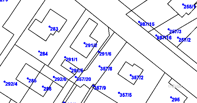 Parcela st. 291/6 v KÚ Satalice, Katastrální mapa