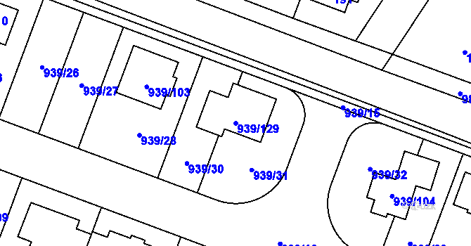 Parcela st. 939/129 v KÚ Satalice, Katastrální mapa