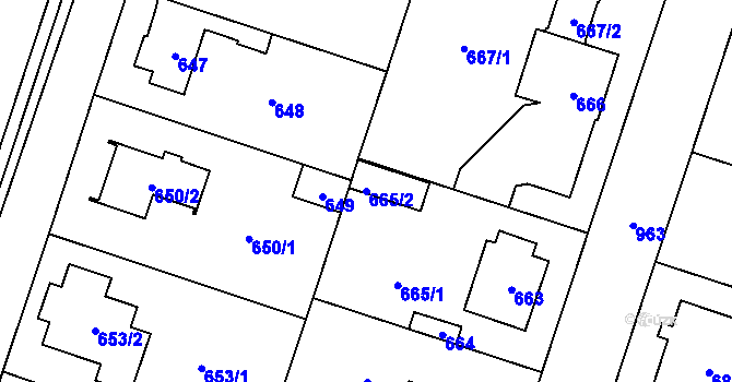 Parcela st. 665/2 v KÚ Satalice, Katastrální mapa