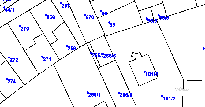 Parcela st. 266/6 v KÚ Satalice, Katastrální mapa