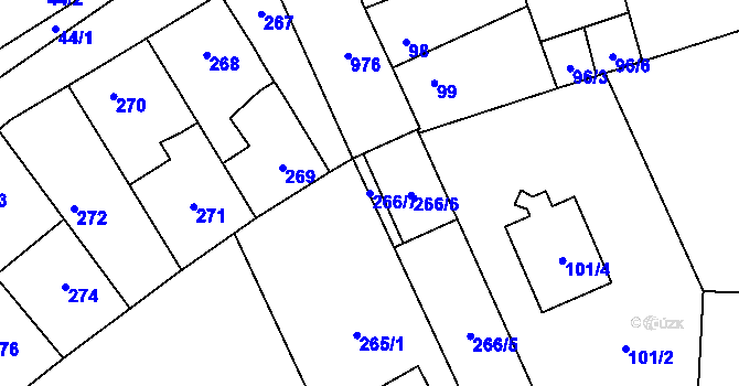 Parcela st. 266/7 v KÚ Satalice, Katastrální mapa