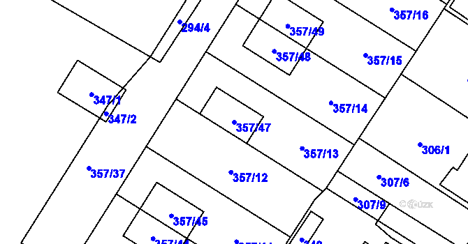 Parcela st. 357/47 v KÚ Satalice, Katastrální mapa