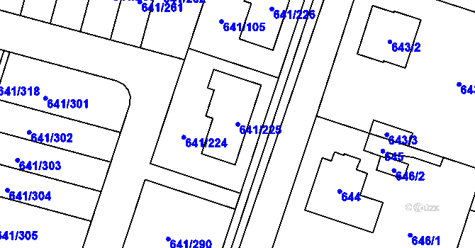 Parcela st. 641/225 v KÚ Satalice, Katastrální mapa