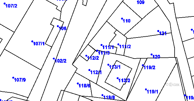 Parcela st. 111/3 v KÚ Satalice, Katastrální mapa