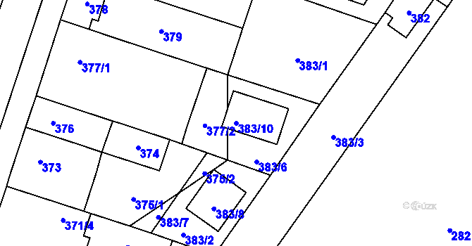 Parcela st. 383/10 v KÚ Satalice, Katastrální mapa
