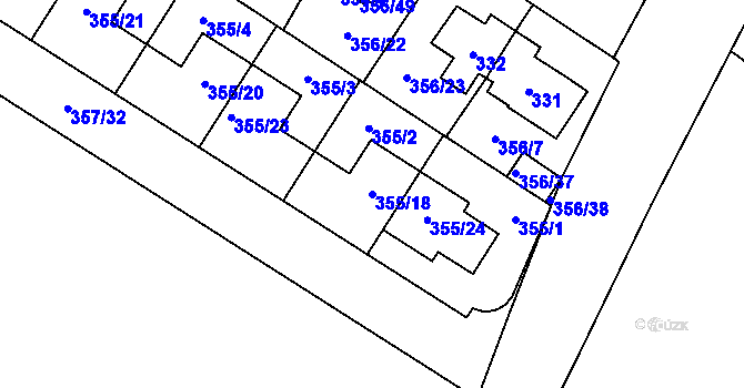 Parcela st. 355/18 v KÚ Satalice, Katastrální mapa