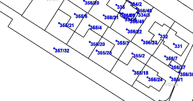Parcela st. 355/23 v KÚ Satalice, Katastrální mapa