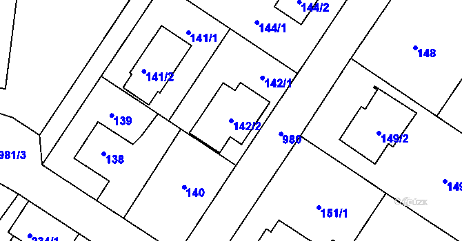 Parcela st. 142/2 v KÚ Satalice, Katastrální mapa
