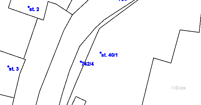 Parcela st. 40/1 v KÚ Savín, Katastrální mapa