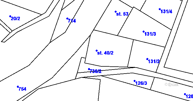 Parcela st. 40/2 v KÚ Savín, Katastrální mapa