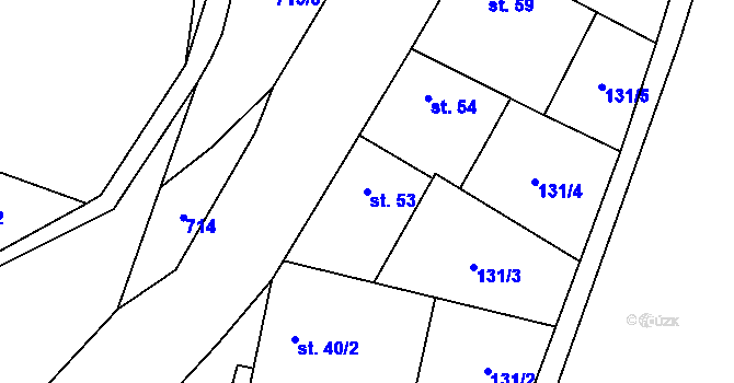 Parcela st. 53 v KÚ Savín, Katastrální mapa