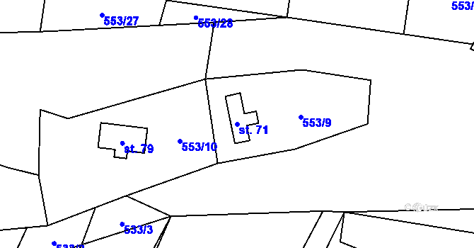Parcela st. 71 v KÚ Savín, Katastrální mapa