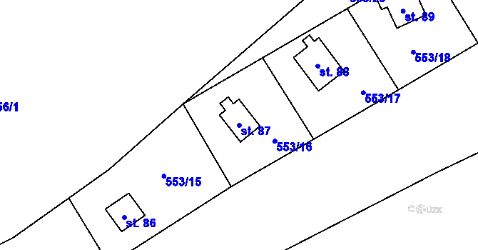 Parcela st. 87 v KÚ Savín, Katastrální mapa