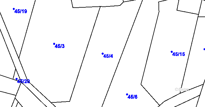 Parcela st. 45/4 v KÚ Savín, Katastrální mapa