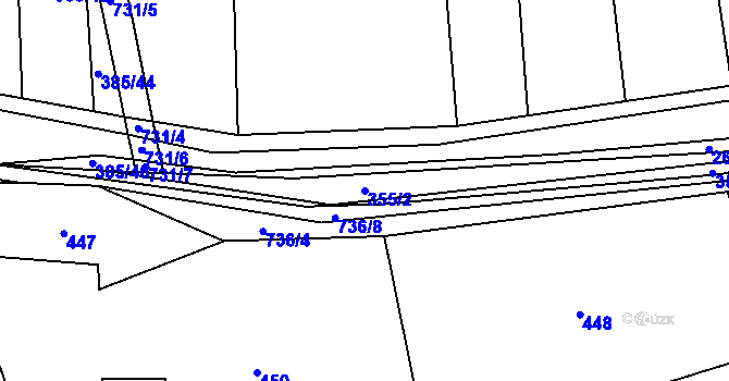 Parcela st. 355/2 v KÚ Savín, Katastrální mapa