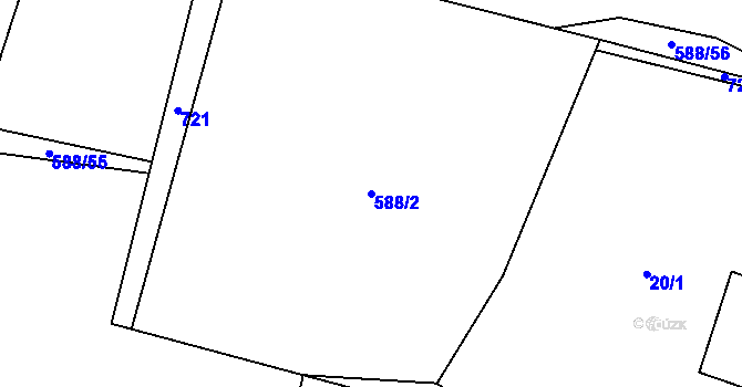 Parcela st. 588/2 v KÚ Savín, Katastrální mapa