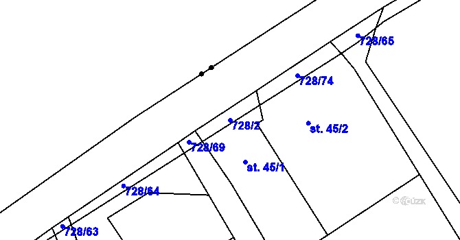 Parcela st. 728/2 v KÚ Savín, Katastrální mapa