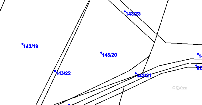 Parcela st. 143/20 v KÚ Savín, Katastrální mapa