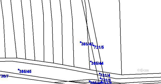 Parcela st. 385/42 v KÚ Savín, Katastrální mapa