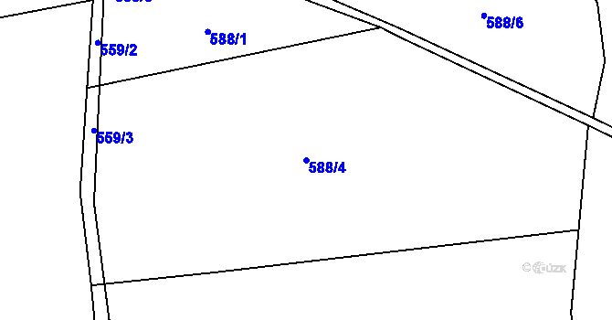 Parcela st. 588/4 v KÚ Savín, Katastrální mapa