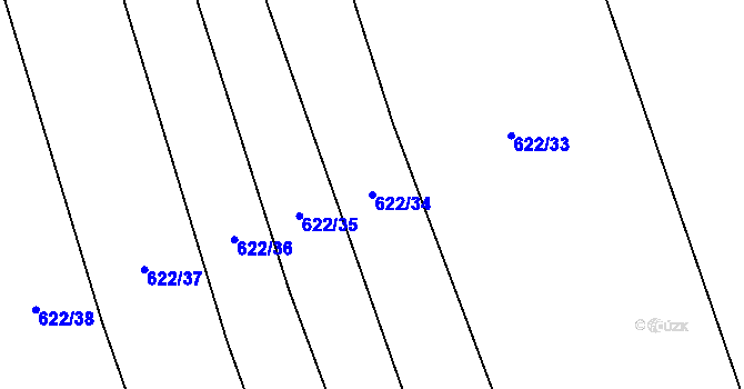 Parcela st. 622/34 v KÚ Savín, Katastrální mapa
