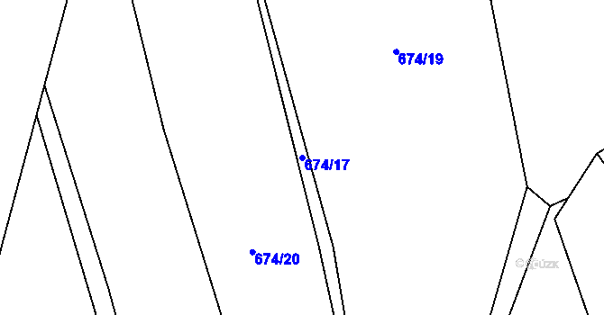 Parcela st. 674/17 v KÚ Savín, Katastrální mapa