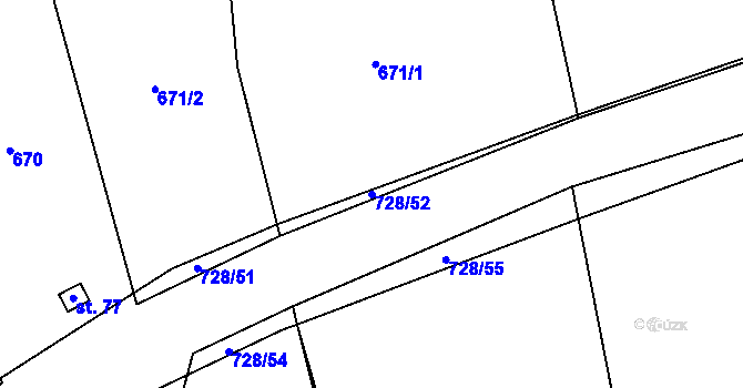 Parcela st. 728/52 v KÚ Savín, Katastrální mapa