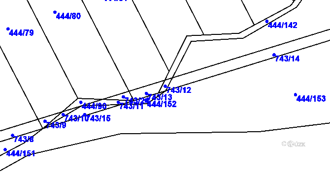 Parcela st. 743/12 v KÚ Savín, Katastrální mapa