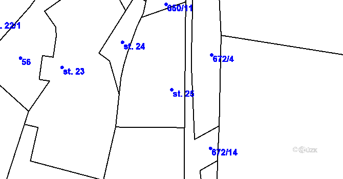 Parcela st. 25 v KÚ Bělokozly, Katastrální mapa